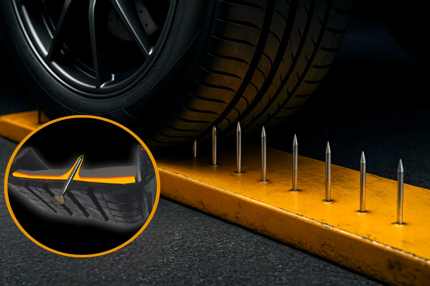 Nail sealed in tyre
